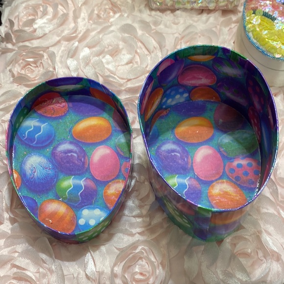 Set Of 3 Vintage Spring Easter Sequin Covered Boxes! - Picture 2 of 10
